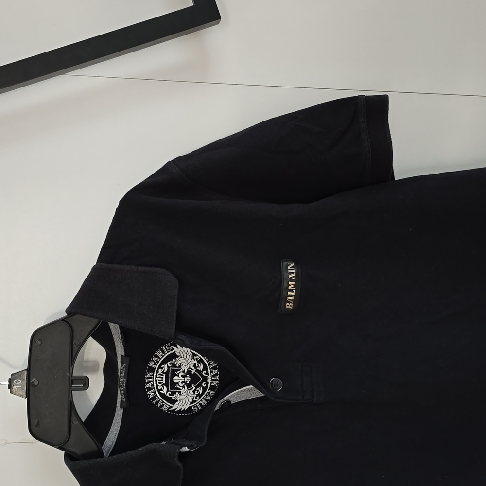 Balmain-golden Logo 100%Cotton Polo Shirt - Picture 5 of 9